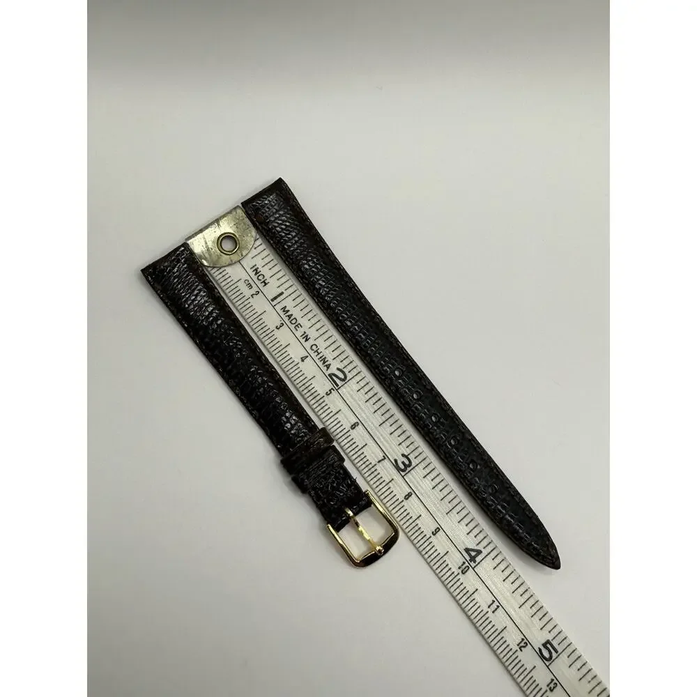 13mm KREISLER Genuine Lizard Brown NOS Vintage Watch Band & Gold-Tone Buckle